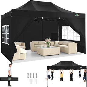COBIZI 10x15 Pop up Canopy Tent Heavy Duty with 4 Sidewalls, Easy Set-up Commercial Outdoor Party Tent, 100% Waterproof