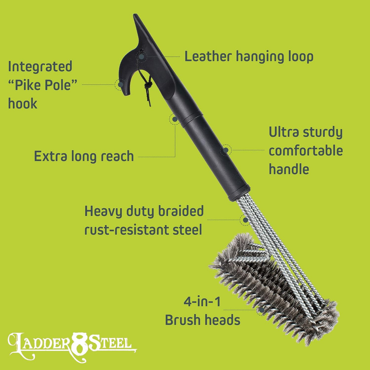 Heavy Duty Grill Brush for Outdoor Grill - Safe Grill Brush Designed by Firefighter | Barbecue Grill Brush & BBQ Brushes for