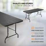 VINGLI 6 Foot Plastic Folding Table Portable Long Table for Indoor Outdoor Use Rectangular with Carrying Handle, Tree