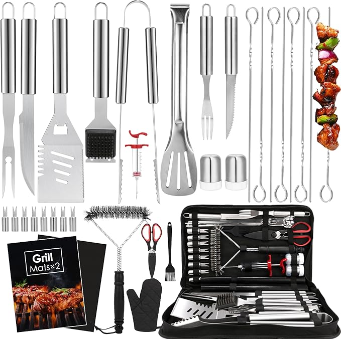 Yoehka BBQ Grilling Accessories Set, 34Pcs Heavy Duty Grill Tools for Outdoor Camping, Grilling Gifts for Men Dad, Stainless