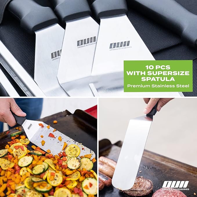 Griddle Accessories Kit for Blackstone and Camp Chef - 6 Pieces Griddle Spatula Set with 4x8 Inches Supersize Griddle