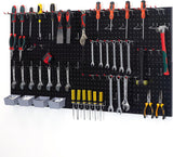 48x24 inch Black Metal Pegboard Kit for Wall Organization with Hooks, Garage Storage Bins, and Utility Tool Board, Efficient