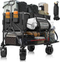 Double Decker Wagon Heavy Duty Collapsible, 600LBS 400L Capacity Foldable Utility Cart with Big Wheels for Beach, Outdoor,
