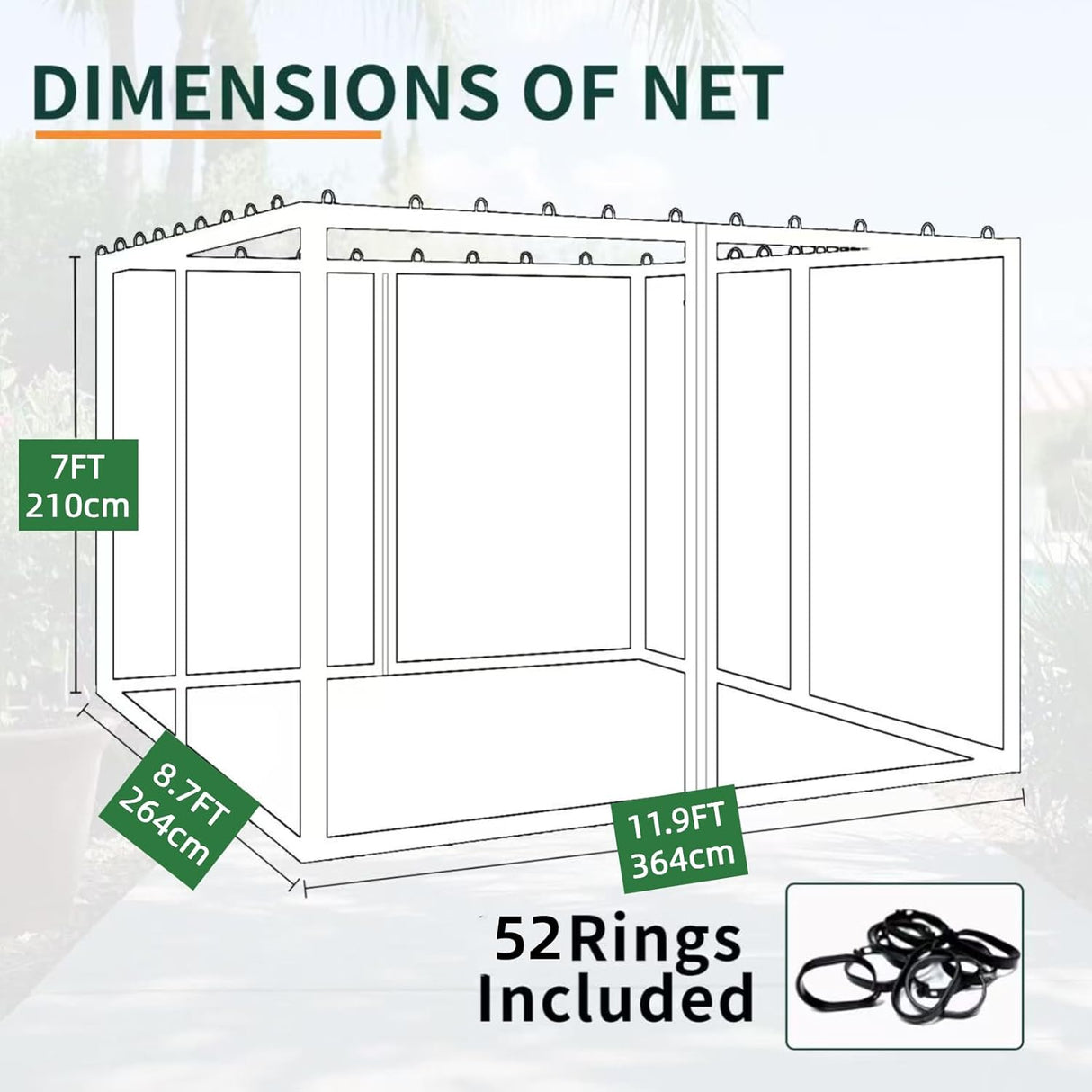 10x13FT Mosquito Netting for Gazebo,Pergola,Pop up Canopy Tent,4-Panel with Zipper for Outdoor Patio,Backyard