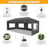 HOTEEL 10x20 Pop up Canopy with 6 Sidewalls, One Push Instant Setup Outdoor Canopy Tent with Reinforce Rod, Weight Bag, for