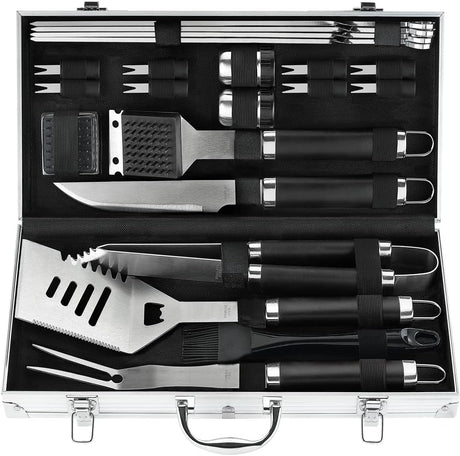 POLIGO 22PCS Heavy Duty BBQ Grill Accessories Set, Non-Slip Grill Tools for Outdoor Grill Set Thicker Stainless Steel Grill