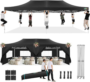 COBIZI 13x26 Pop Up Tent Heavy Duty Canopy with Removable Sidewalls Party Tent Outdoor Wedding Large Event Tent with Roller
