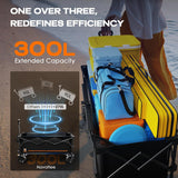 Navatiee 300L Extra Large Collapsible Wagon Cart Foldable, 48''L Extended Heavy Duty Folding Beach Wagon with 440LBS Weight
