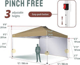 CROWN SHADES 12x12 Pop Up Canopy Tent Instant Commercial with 150D Silver Coated Fabric Including 1 Removable Sidewall, 4
