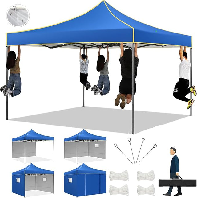 COBIZI 10x10 Heavy Duty Pop up Canopy with 4 Removable Sidewalls, Canopy Tent with Portable Bag, Ez Pop up Tent Commercial