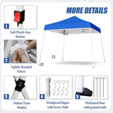 10x10 Pop Up Canopy, 300D Silver Coated Blue Fabric Outdoor Gazebo, Beach Tent Slant Legs with Storage Bag,Easy Up Sun Shade