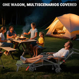 LEVELEVE Heavy Duty Folding Wagon - 2-in-1 Collapsible Cart, 400lb Capacity, All-Terrain Wheels w/Brakes & Side Pockets