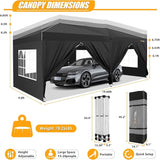 HOTEEL 10x20 Pop up Canopy with 6 Sidewalls, One Push Instant Setup Outdoor Canopy Tent with Reinforce Rod, Weight Bag, for