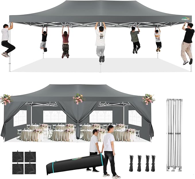 COBIZI 13x26 Pop Up Tent 13x26 Canopy with Sidewalls Heavy Duty Canopy Party Tent for Parties, Outdoor Wedding Large Event