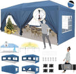HOTEEL 10x20 Pop up Canopy with 6 Sidewalls, One Push Instant Setup Outdoor Canopy Tent with Reinforce Rod, Weight Bag, for