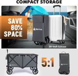 Hikenture Collapsible Wagon - 330LBS Capacity, Extra Large Foldable Wagon with All-Terrain Wheels, Utility Beach Cart for