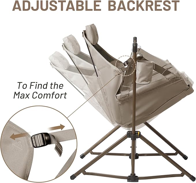 TIMBER RIDGE Hammock Camping Chair with Adjustable Backrest, Heavy Duty Folding Hammock Chair Supports 300lbs, Portable