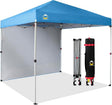 CROWN SHADES 8x8 Pop Up Canopy with 1 Side Wall - Beach Tent with One Push Setup - Outdoor Sun Shade for Events, Parties,
