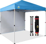 CROWN SHADES 8x8 Pop Up Canopy with 1 Side Wall - Beach Tent with One Push Setup - Outdoor Sun Shade for Events, Parties,