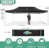 COBIZI 13x26 Pop Up Tent Heavy Duty Canopy with Removable Sidewalls Party Tent Outdoor Wedding Large Event Tent with Roller