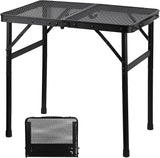 Camping Table with Mesh Desktop, Lightweight & Portable Small Folding Grill Table, Height Adjustable Metal Outdoor Table for