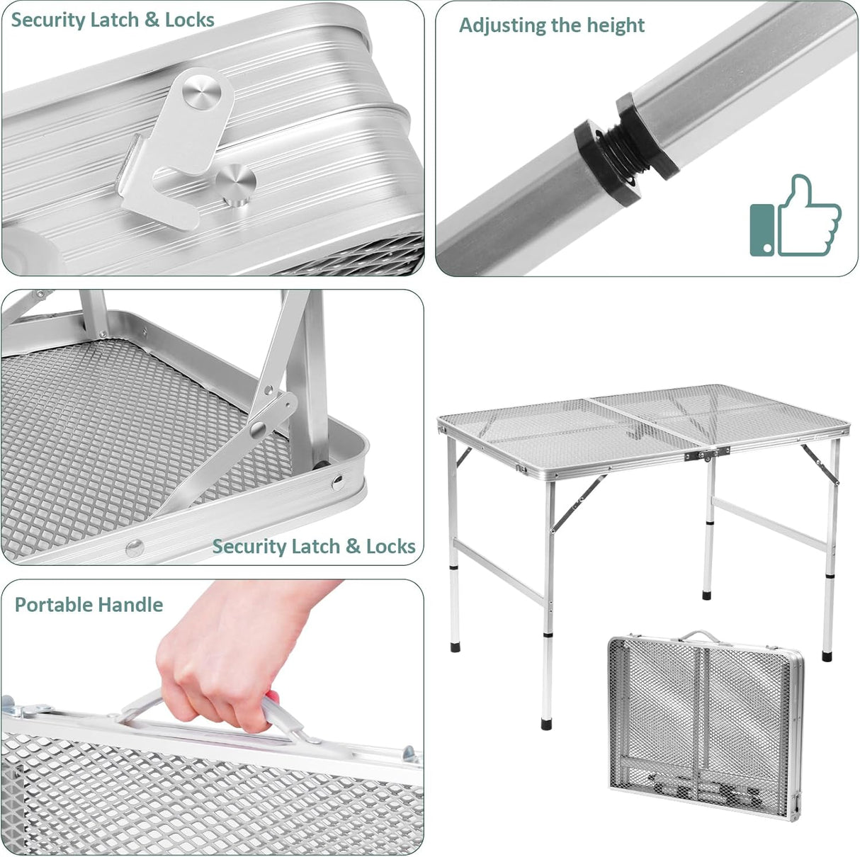 Folding Table, Easy for Storage, Compact and Portable Picnic Table for Grill, Outdoor Camping, Garden, Patio, Dining, BBQ,