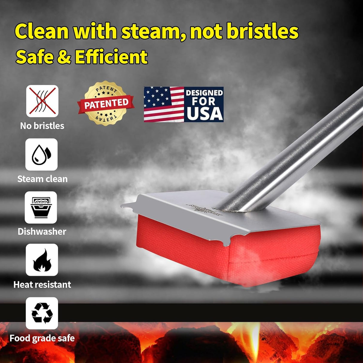 Grill Brush Bristle Free,BBQ Replaceable Scraper Cleaning Head,Safe Grill Accessories for Cast Iron Grates/Porcelain/Weber