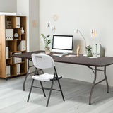 VINGLI 6 Foot Plastic Folding Table Portable Long Table for Indoor Outdoor Use Rectangular with Carrying Handle,Rattan