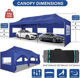 COBIZI 10x30 Pop up Canopy Heavy Duty with 8 Sidewalls, Easy Set-up Commercial Outdoor Party, 100% Waterproof Wedding Canopy