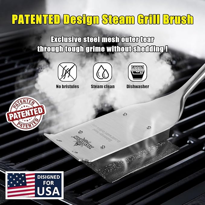 BBQ Replaceable Scraper Cleaning Head, Durable for Cast Iron or Stainless-Steel Grates, Barbecue Cleaner (Only Replaceable