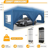 HOTEEL 10x20 Pop up Canopy with 6 Sidewalls, One Push Instant Setup Outdoor Canopy Tent with Reinforce Rod, Weight Bag, for