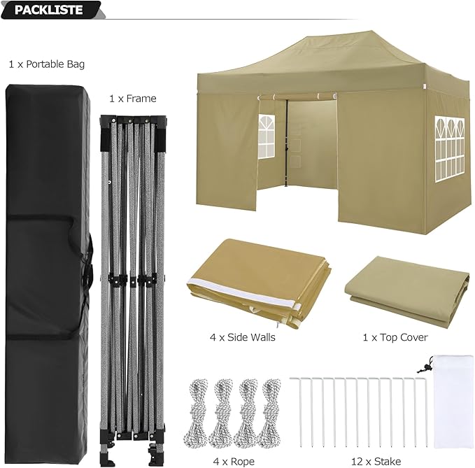 COBIZI 10x15 Heavy Duty Pop up Canopy Tent with 4 sidewalls Commercial Outdoor Canopy Wedding Party Tents for Wedding All