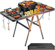 Foldable Grill Table with Mesh Desktop, 200lbs 4Ft Portable Folding Table, Height Adjustable Metal Table for Ourdoor,