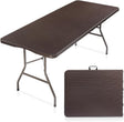 VINGLI 6 Foot Plastic Folding Table Portable Long Table for Indoor Outdoor Use Rectangular with Carrying Handle,Rattan