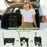 AYP Collapsible Wagon Cart Foldable with Wheels, Beach Wagon with Extended Tailgate & Brake, Heavy Duty Rolling Carts for
