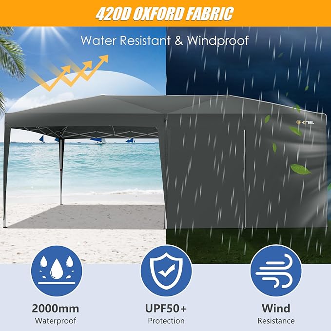 HOTEEL 10x20 Pop up Canopy with 6 Sidewalls, One Push Instant Setup Outdoor Canopy Tent with Reinforce Rod, Weight Bag, for