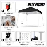 10x10 Pop Up Canopy, 300D Silver Coated Black Fabric Outdoor Gazebo, Beach Tent Slant Legs with Storage Bag,Easy Up Sun