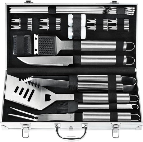 POLIGO 22PCS Heavy Duty BBQ Grill Accessories Set, Non-Slip Grill Tools for Outdoor Grill Set Thicker Stainless Steel Grill