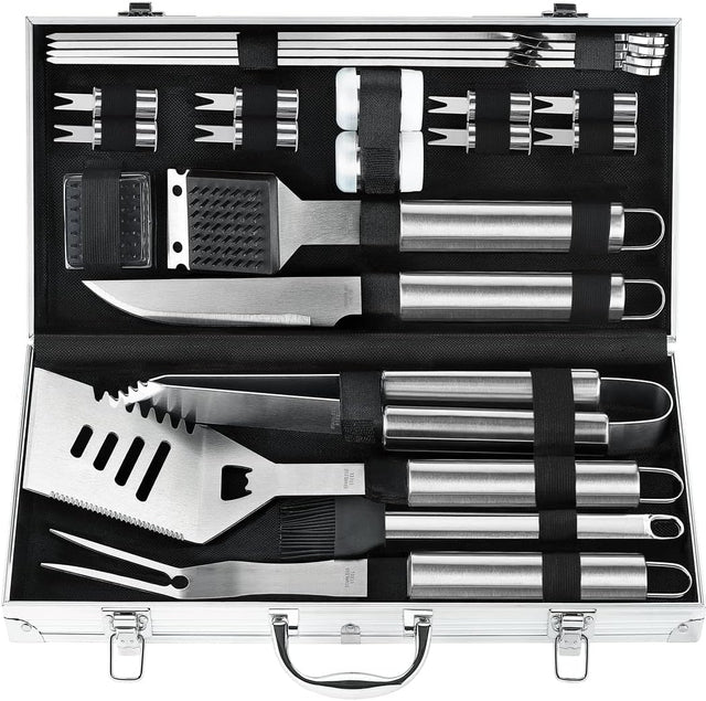 POLIGO 22PCS Heavy Duty BBQ Grill Accessories Set, Non-Slip Grill Tools for Outdoor Grill Set Thicker Stainless Steel Grill