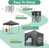 COBIZI 10x10 Pop Up Canopy Tent Heavy Duty with 4 Sidewall, Commercial Outdoor Easy Pop Up Gazebo for Party Wedding All