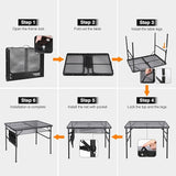 REDCAMP 36x24 Folding Grill Table for Outside, Lightweight Portable Metal Aluminum Outdoor Grill Table with Adjustable
