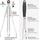 BBQ Grilling Accessories, 3Pcs Stainless Steel Grill Tools Accessories Set with Spatula, Fork and Tongs, Barbecue Utensils