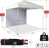 CROWN SHADES 8x8 Pop Up Canopy with 1 Side Wall - Beach Tent with One Push Setup - Outdoor Sun Shade for Events, Parties,