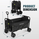 Large Collapsible Wagon Foldable for Beach, Yard, Grocery, Park, 34" x 18" Inner Storage. 300lb Heavy Duty Folding Utility
