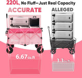 Sekey 220L Collapsible Foldable Wagon with 330lbs Weight Capacity, Heavy Duty Folding Utility Garden Cart with Big