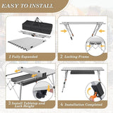 Athena Collection Foldable Camping Table, 47" Aluminum Outdoor Folding Camp Table with Mesh Layer Telescopic Legs and Carry