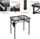 REDCAMP Small Folding Grill Table for Outside, 3 Heights Adjustable Lightweight Portable Metal Aluminum Outdoor Grill Table