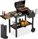 Outdoor Grill Table, Folding Grill Cart with Pull-out Side Table, Blackstone Griddle Stand, Fit 17 Inch Or 22 Inch,