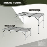 REDCAMP 48x24 Long Folding Grill Table for Outside, Lightweight Portable Metal Aluminum Outdoor Grill Table with Adjustable