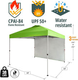 CROWN SHADES 10x10 Pop Up Canopy with 1 Side Wall - Beach Tent with One Push Setup - Outdoor Sun Shade for Events, Parties,